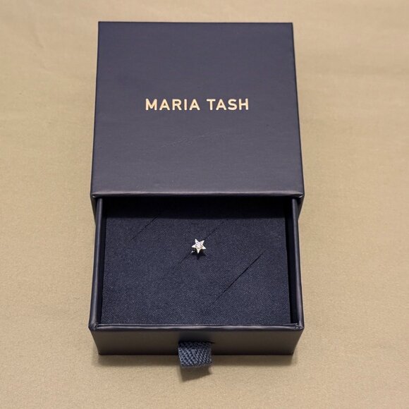 New MARIA TASH Diamond Star Threaded Stud Earring WG 4.5mm - Picture 6 of 6